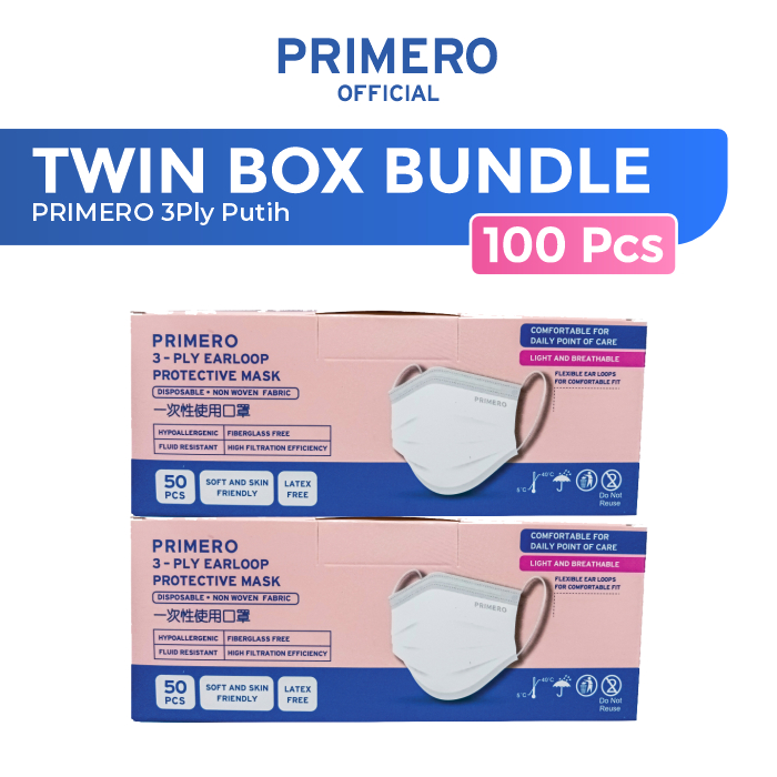 PRIMERO Masker 3ply Putih - Buy 1 Get 1