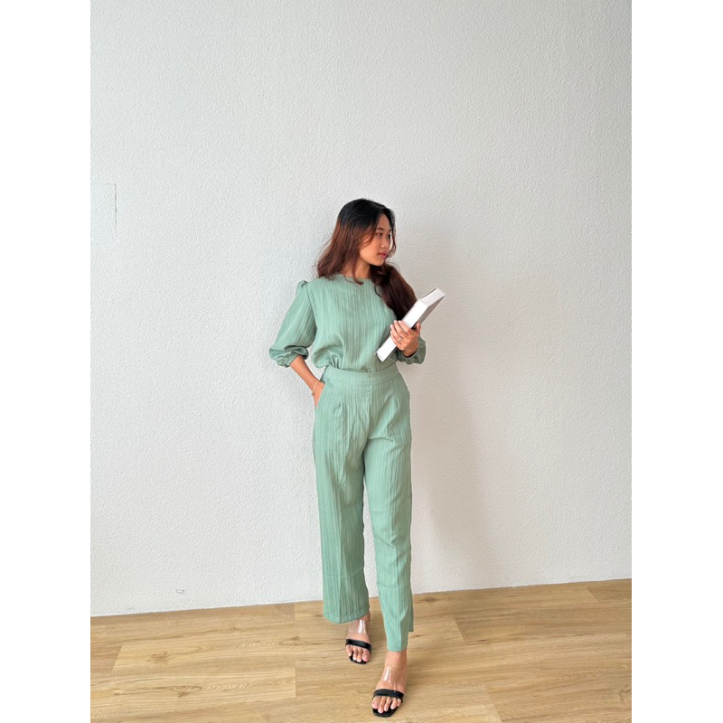 JOSHIN Sifa oneset lady sofia - set blouse lengan 7/8 celana kulot - setelan kerja/kantor