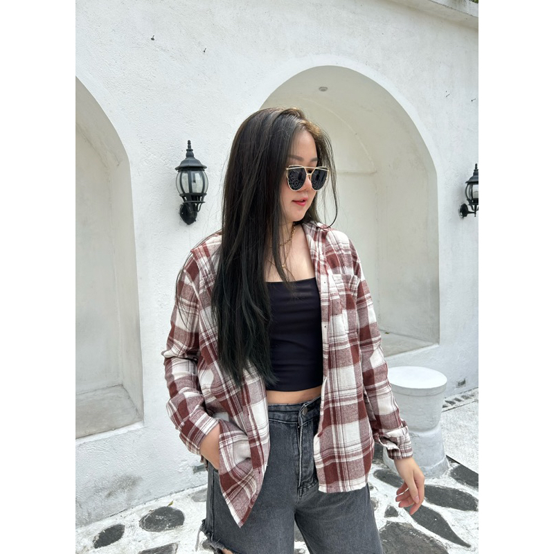 JOSHIN Square shirt flanel - kemeja wanita kotak-kotak