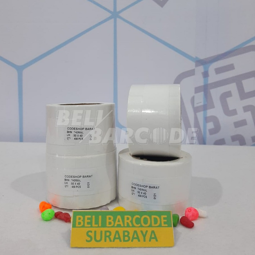Stiker Label Thermal 50 x 40 mm 1 Line isi 450 Pcs Timbangan 50x40