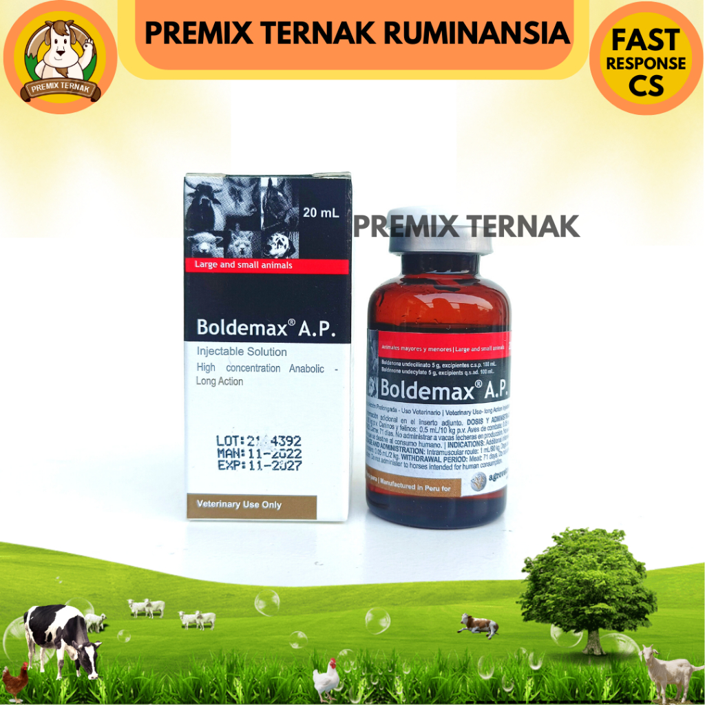 BOLDEMAX AP 20 ml - Obat Penggemukan Hewan Ternak 100% Original