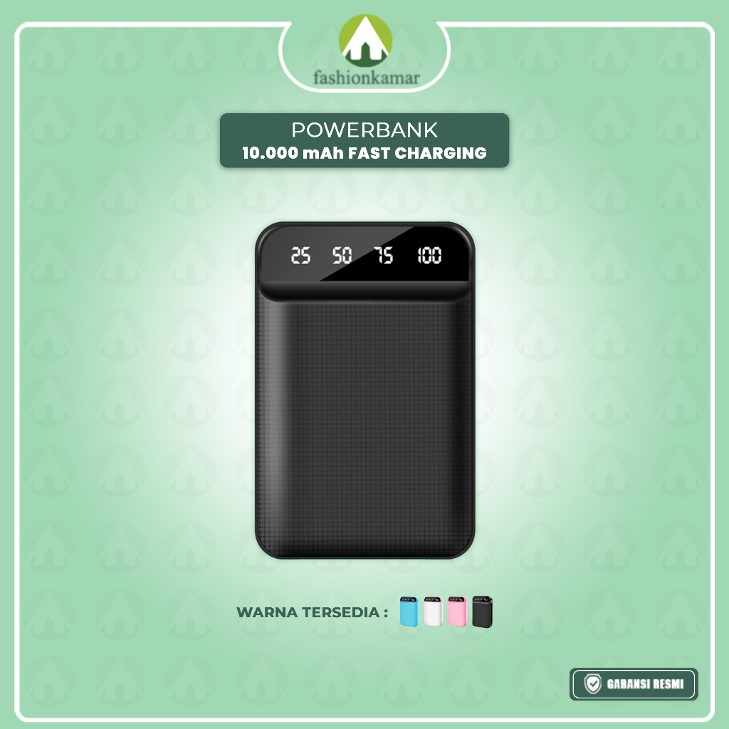 Power Bank Smart Charger Kapasitas 10.000 mAh Fast Charging Indikator Digital Model Persegi