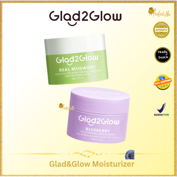 [BPOM] GLAD2GLOW 5% BLUEBERRY MOISTURIZER | CENTELLA SOOTHING MOISTURIZER GEL