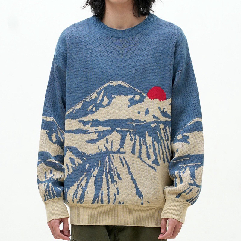 BROMO SWEATER RAJUT OVERSIZE MOTIF GUNUNG ATASAN RAJUT PRIA WANITA LENGAN PANJANG