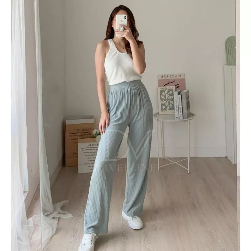 Hornet pants celana kulot knit wanita tebal-celana kulot highwist- kulot rajut- lyra loose pants kulot