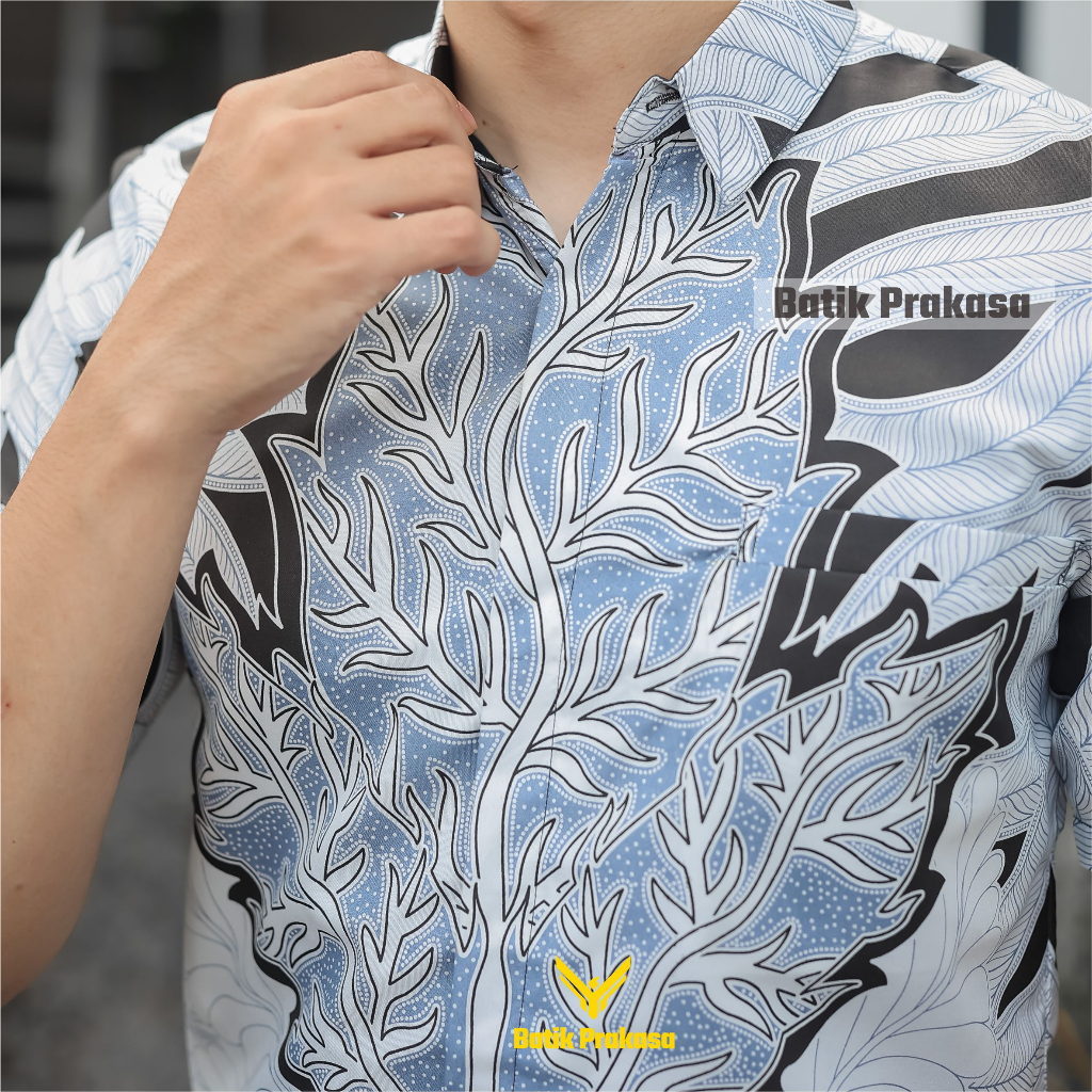 Kemeja Batik Prakasa Motif Mahesa Daya Slimfit Lengan Pendek Batik Solo