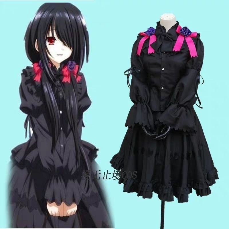 [MikanHiro Store] Kurumi Tokisaki date A live black Dress Costume Cosplay
