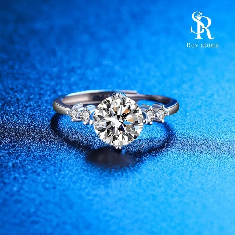 RoyStone - Cincin Moissanite Lapis Emas 18K