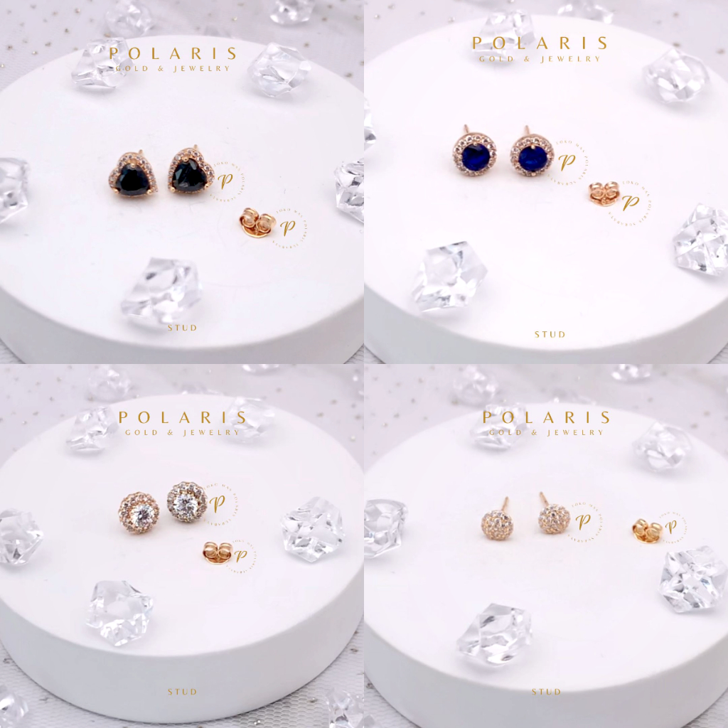 Anting Stud Mata Warna Gelap