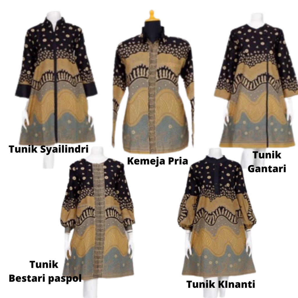 Couple Baju Batik Sarimbit Motif Abstrak Ombak #hitam