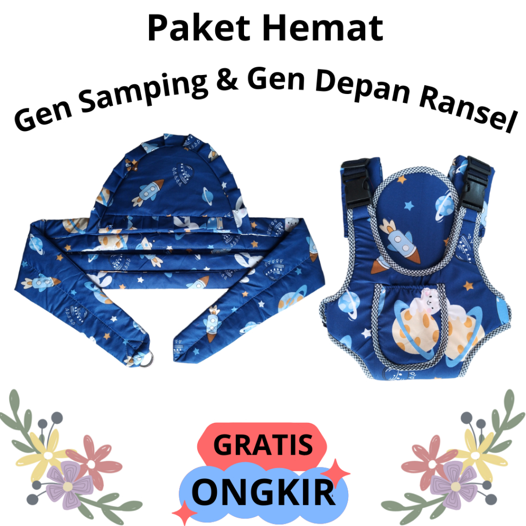 Gendongan baby / sett 2 in 1 samping&amp;ransel motif/gendongan samping motif / gendongan samping motif variasi boneka / gendongan samping / gendongan baby / gendongan samping motif baby/ paket hemat 2 in 1 gendongan samping&amp; gendongan ransel