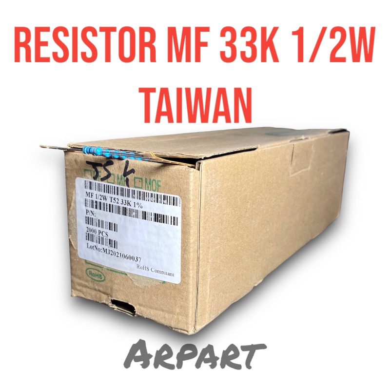 10pcs resistor 33k 1/2 watt 1% metal film taiwan kaki tembaga