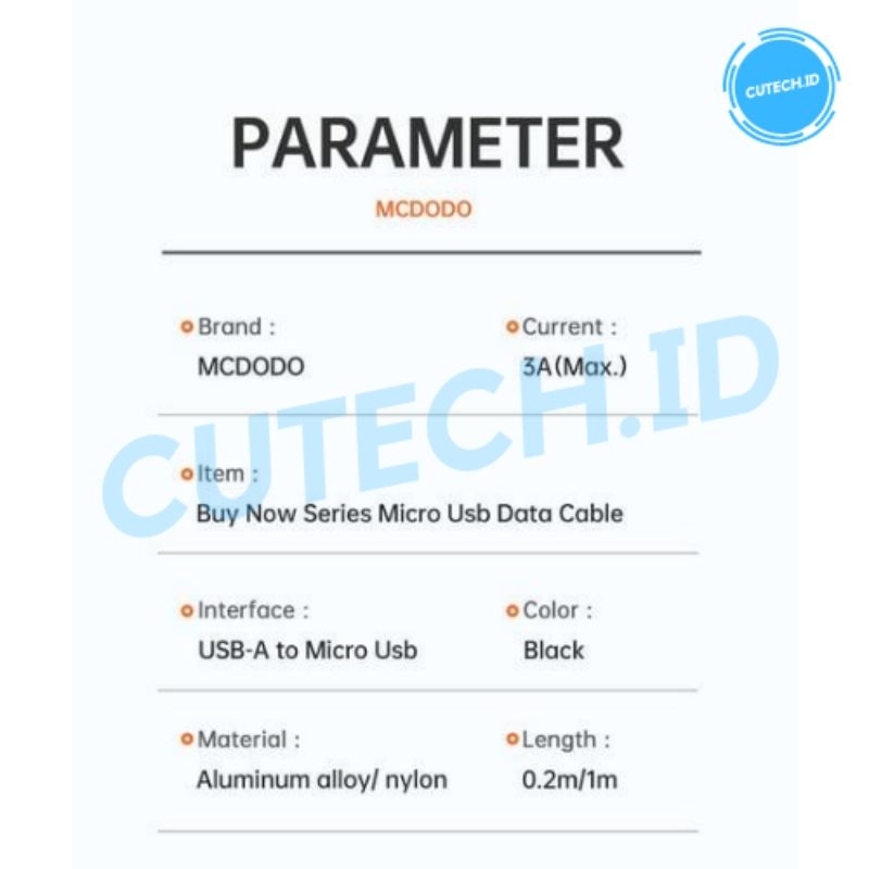 MCDODO KABEL DATA MICRO FAST CHARGING 3A NYLON CA-2281