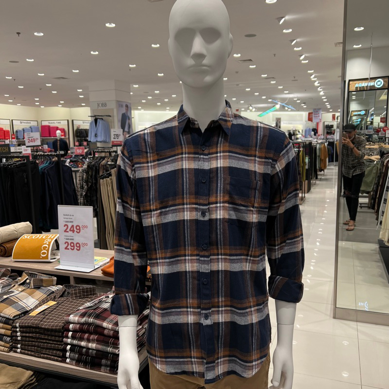 Scotch n co kemeja flanel pria dengan banyak pilihan motif S-XL
