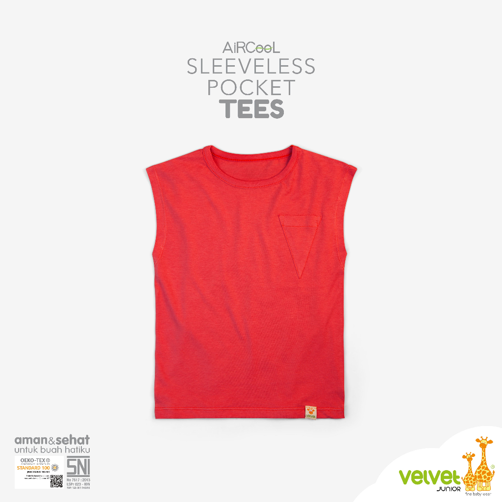 BUY 2 GET 1 FREE Velvet Junior Kaos Anak Laki-Laki - Sleeveless Pocket Tees Series