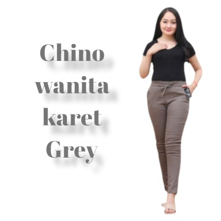 CHINO PANTS WANITA PINGGANG KARET SLIM KATUN TWILL | CHINO WANITA/CHINOS WANITA/CELANA CASUAL WANITA (BAGGY PANTS)