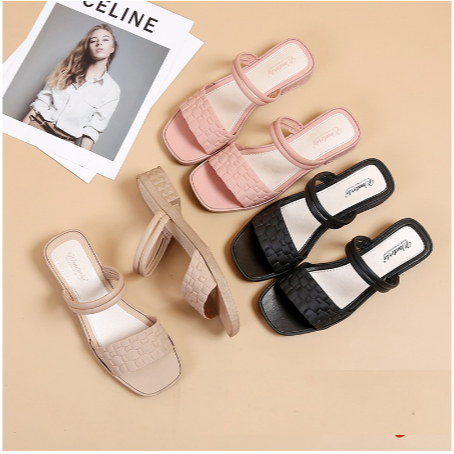 Sepatu Wedges Korea Wanita | Sandal Slop Wedges Jelly Karet Wonderly