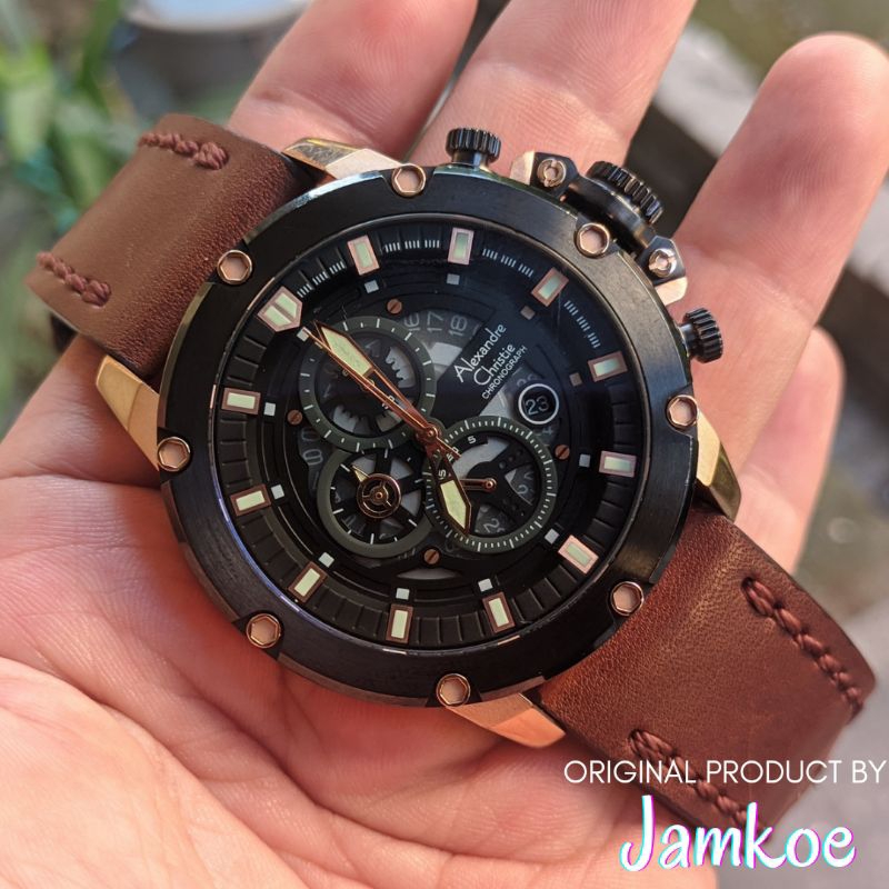 Jam Tangan Alexandre Christie Type 6564 Rose Gold Bekas Tali Kulit Cowok Seken Second Murah Mewah Ke