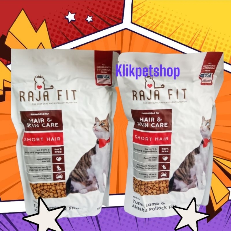 BULU RONTOK KUCING RAJA FIT HAIR N SKIN SHORT HAIR RAJAFIT 500 GRAM CAT FOOD