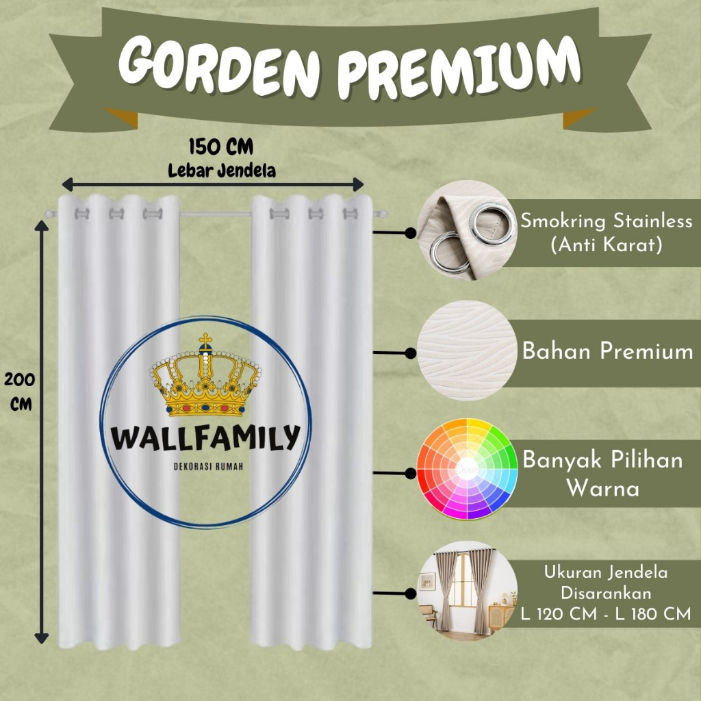 gorden jendela sale blackout Lebar 2m