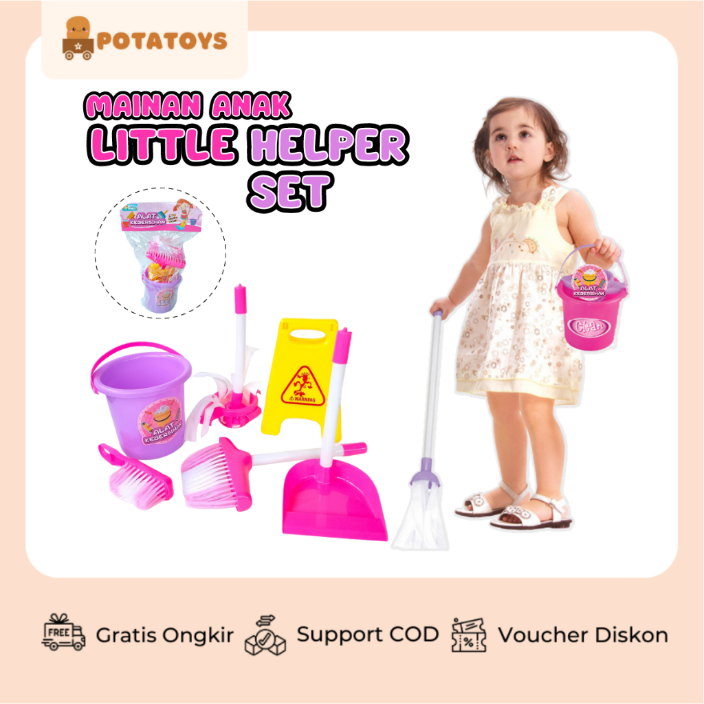 [ Potatoys ] Little Helper / Mainan Anak Alat Kebersihan / Mainan Sapu Anak Perempuan / Mainan Cleaning Service - Set Pembersih Mainan Anak