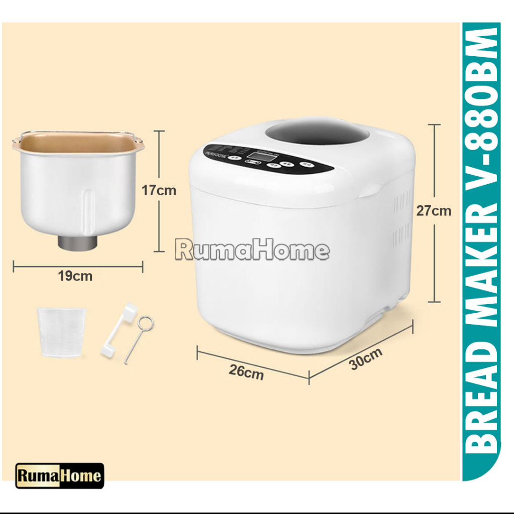 Alat Pembuat Roti Sekali sentuh V-880BM Bread Maker Multifungsi garansi 24 bulan.