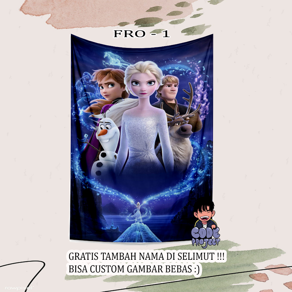 SELIMUT ANAK FROZEN - custom nama anak di selimut - frozen elsa anna - custom selimut - selimut froz