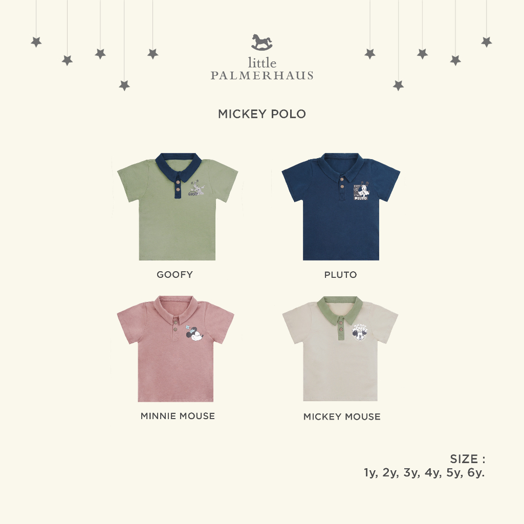 LITTLE PALMERHAUS DISNEY 100 POLO SHIRT PRINTED POLO SHIRT BASIC POLO KEMEJA ANAK KEMEJA KAOS POLO 1-6 TAHUN