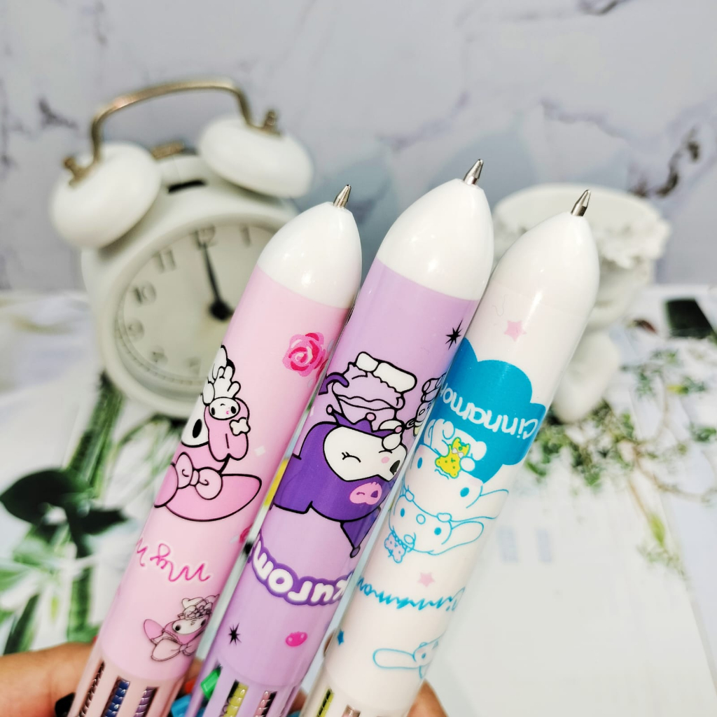 Pulpen 10 Warna SANRIO Lucu/ Pen Sanrio 10 Warna Tinta Limited Edition Super Imut / Bolpen Sanrio 10 Warna Alat Tulis Sekolah Anak Kekinian Kualitas Premium bisa COD