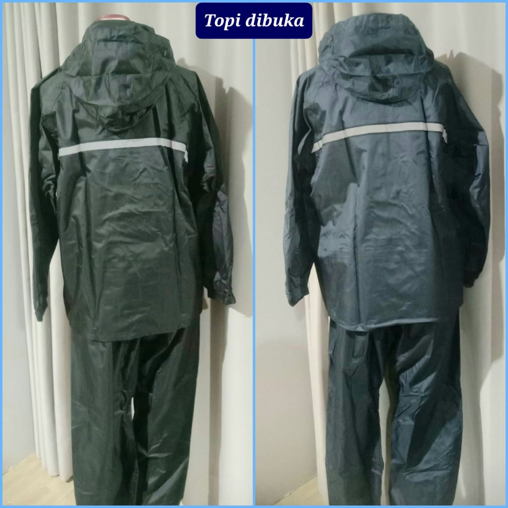 Jaket Jas Celana Hujan Parasut Tebal Setelan Hoodie Topi Unisex Dewasa Jumbo Pria Wanita