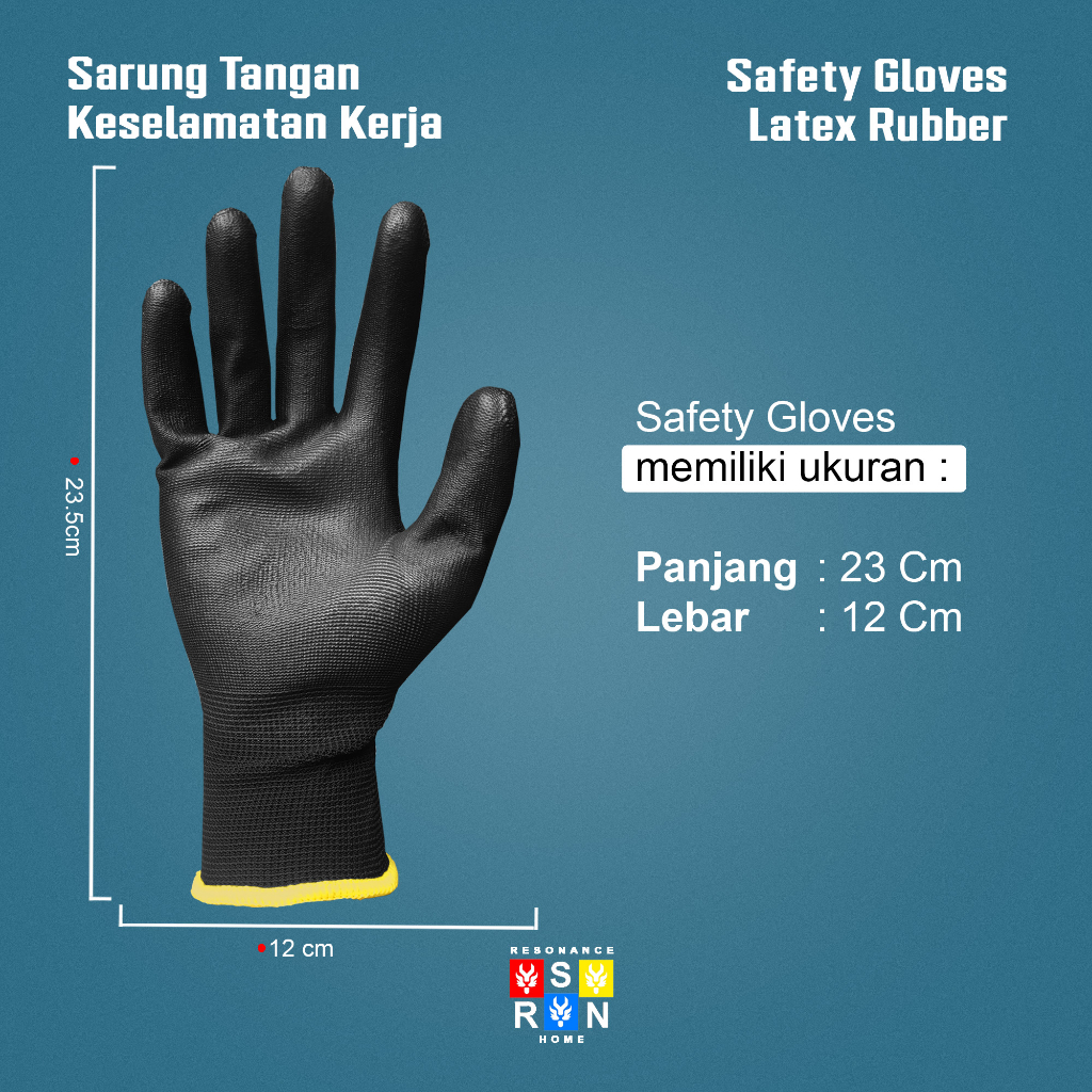 Sarung Tangan Latex Hitam / Safety Gloves RESONANCE HOME