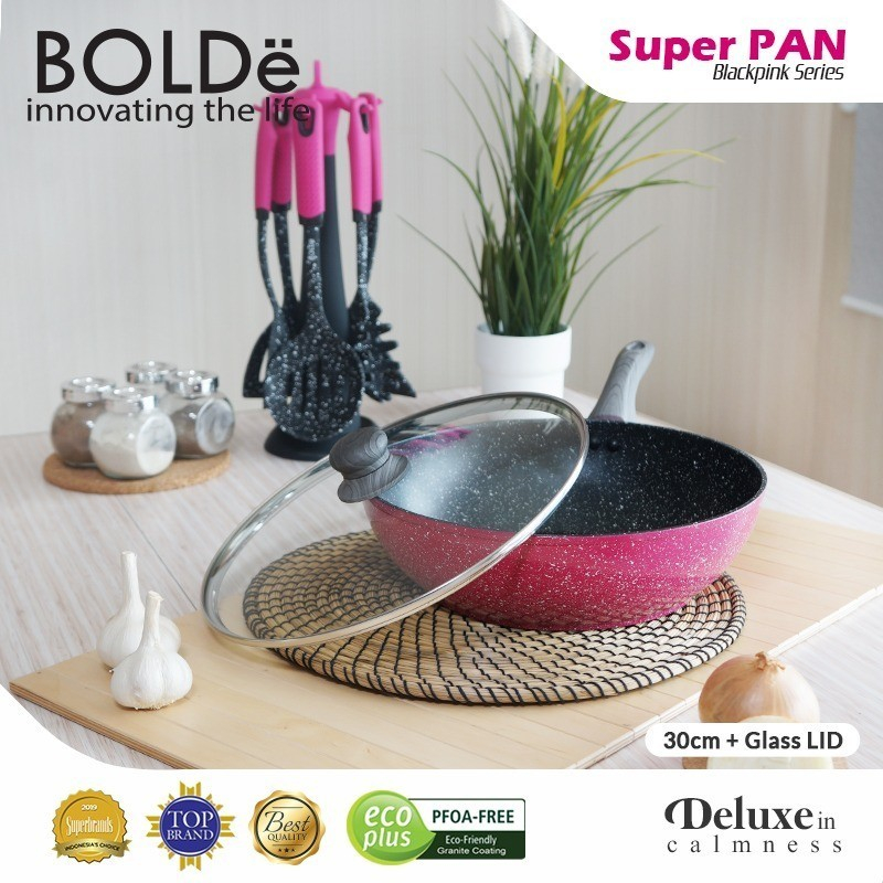 BOLDe Super Pan Wok 30 cm + Glass Lid - Blackpink