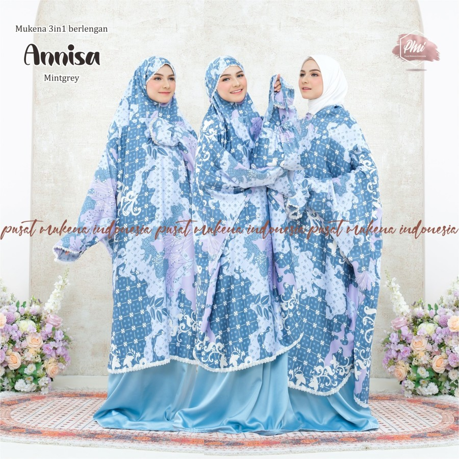 MUKENA DEWASA 3 IN 1 BERLENGAN SATIN SILK MAXMARA RENDA ANNISA bahan adem rayon mini pouch renda tra