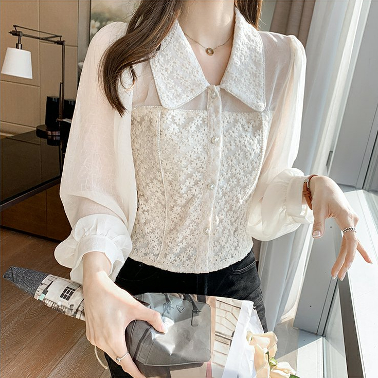 MOOGU ♡ Kemeja korea blouse lengan panjang tipis shirt wanita