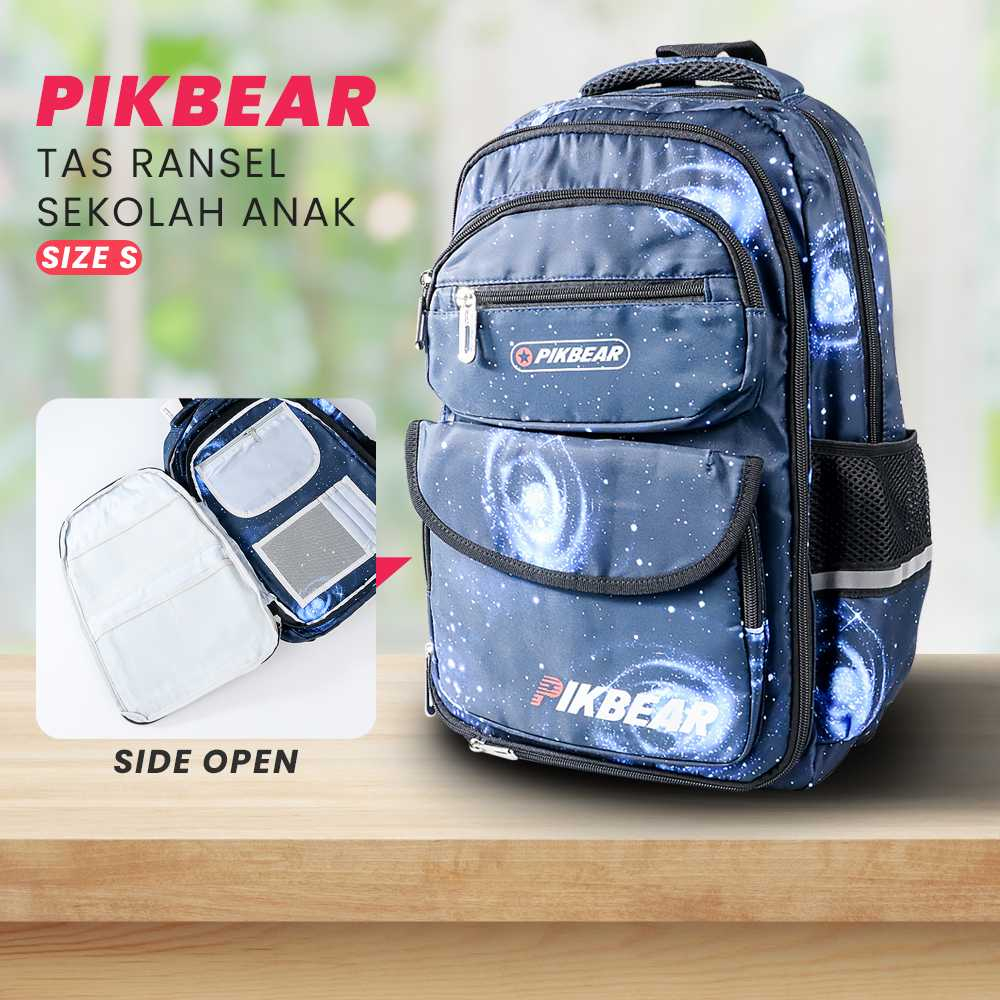 PIKBEAR Tas Ransel Sekolah Anak Side Open Size S