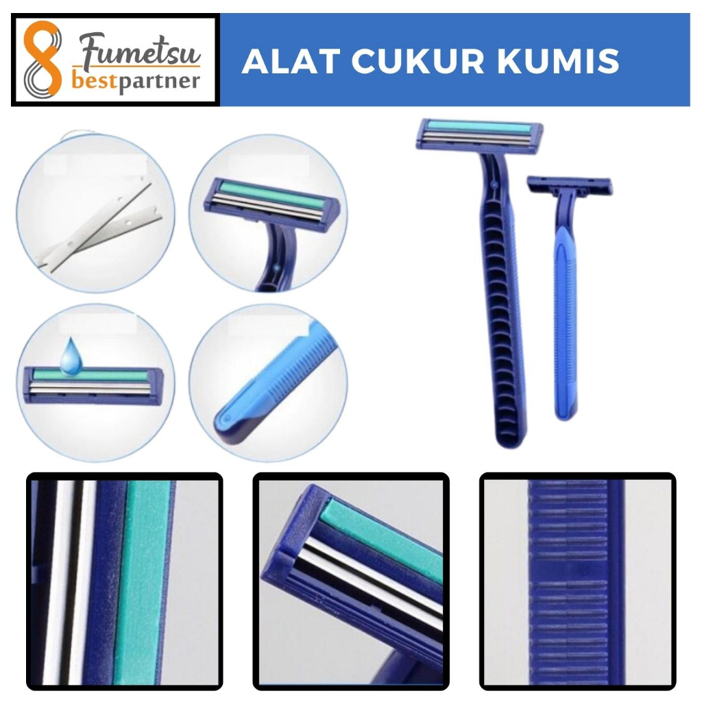 Alat Cukur Kumis / Alat Cukur Pisau Kumis,Jenggot 2 Mata Warna Biru