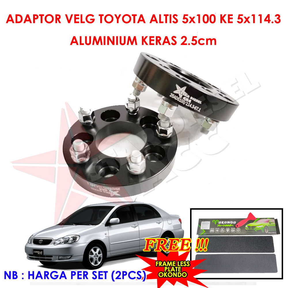 ADAPTOR VELG TOYOTA ALTIS 5x100 KE 5x114.3 25MM GANJALAN SPACER VELG TOYOTA ALTIS