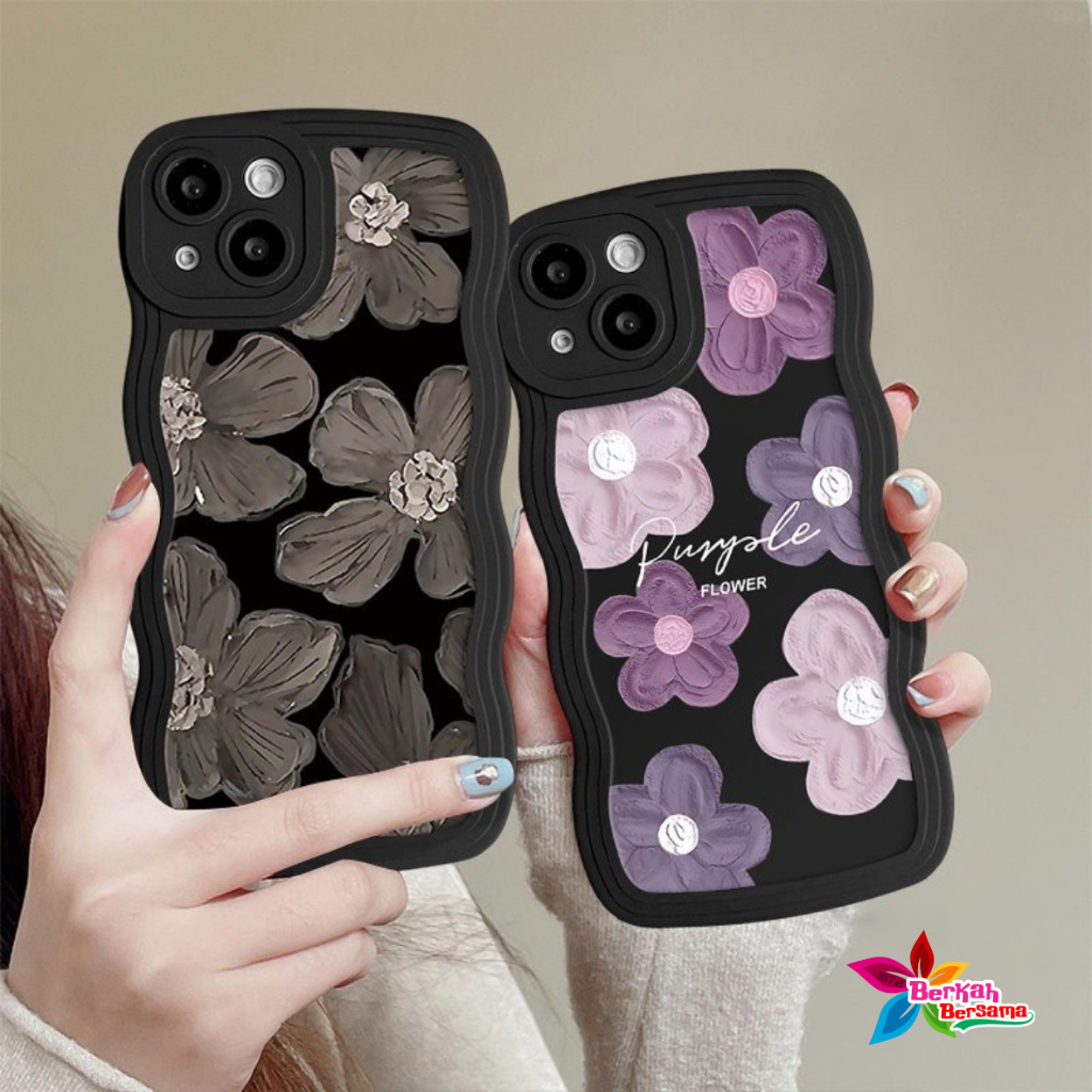 SS833 SOFTCASE SILIKON CASE CASING PURPLE FLOWER OIL PAINTING FOR IPHONE 6 6S 6+ 7 8 7+ 8+ X XS XR XS MAX 11 12 13 14 MAX 14 PROMAX BB8567