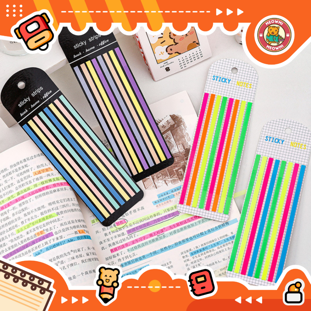 

Highlighter Strips Sticker Penanda Halaman Reusable Neon Pastel Colour HGL0012