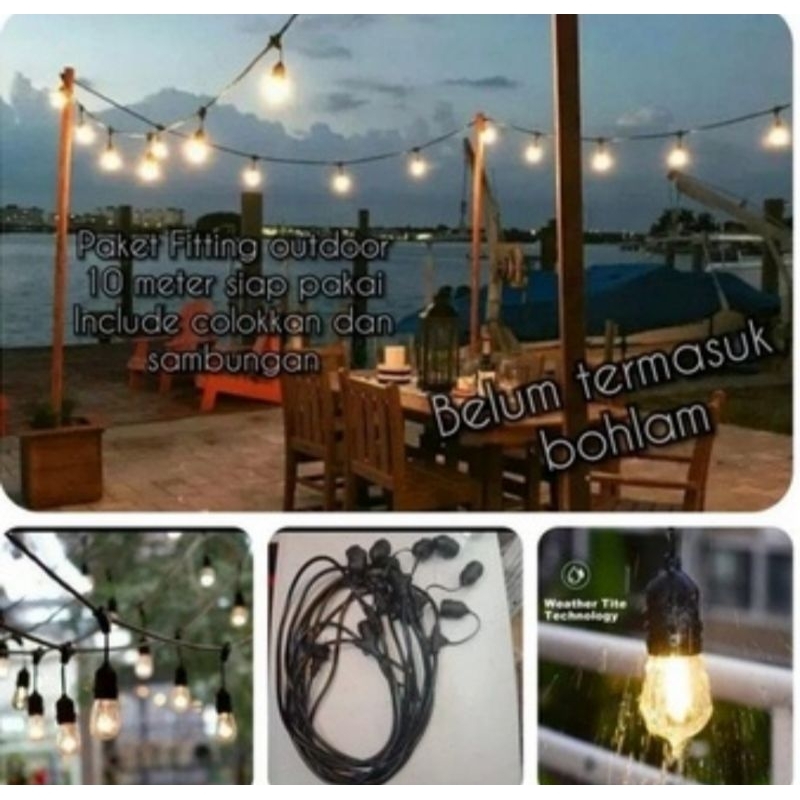 LAMPU CAFE / KABEL LAMPU GANTUNG CAFE 10M 10 FITING / KABEL LAMPU KAFE
