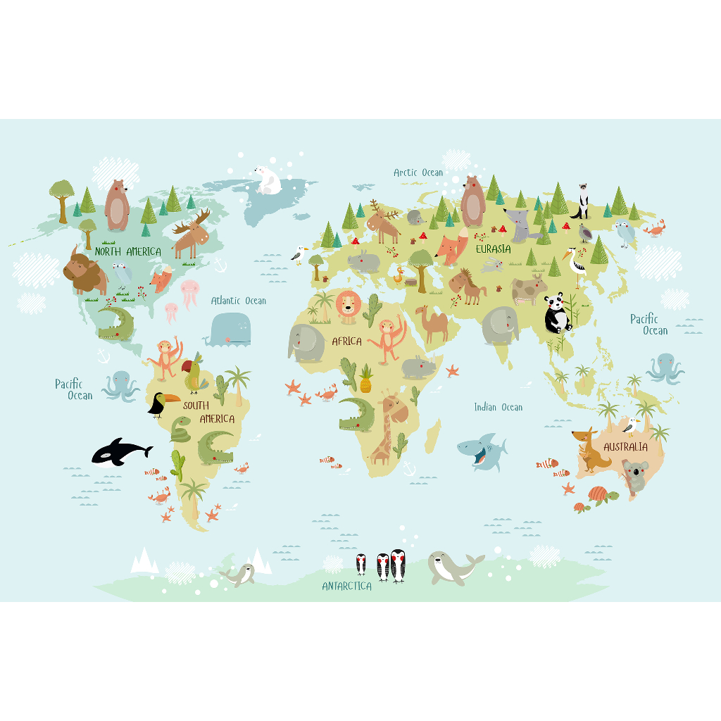 PHOTOWALL MURAL DINDING ANAK PETA DUNIA
