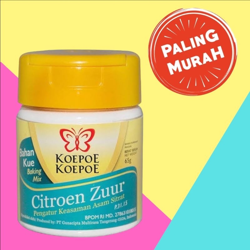 Citrone Zuur Bahan Kue Merk KOEPOE  Kemasan 45 Gr