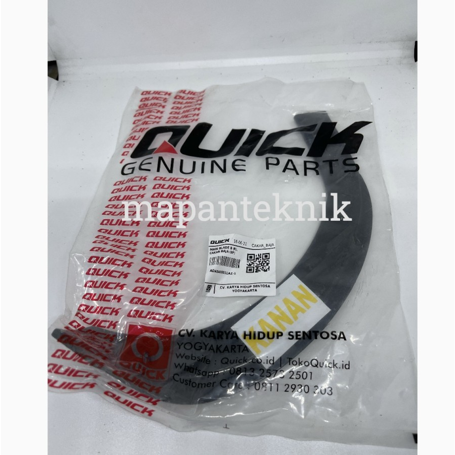 Quick Main Blade B (Right) Rotary Traktor Cakar Baja Pisau Kanan