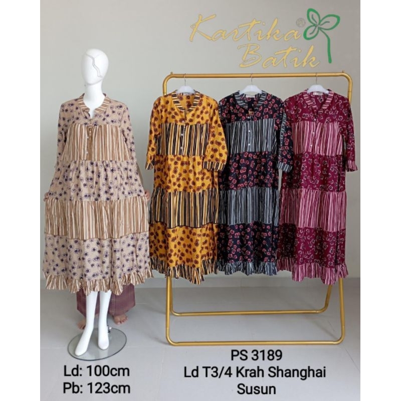DASTER KARTIKA BATIK MENYUSUI KERAH SHANGHAI LENGAN 3/4