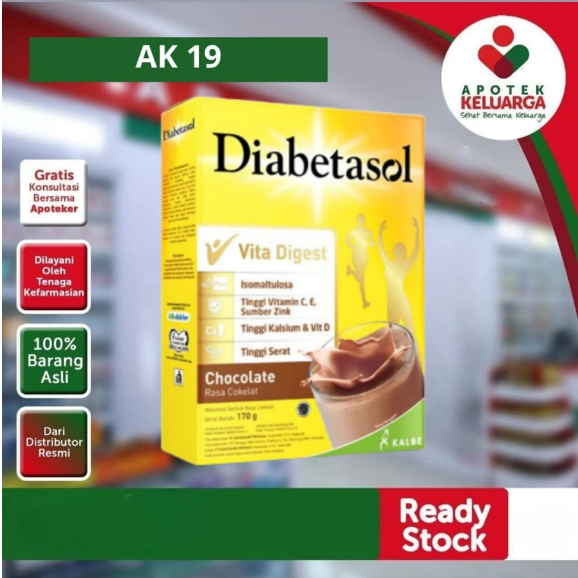 

Diabetasol Chocolate 170 gram susu nutrisi tambahan untuk diabetes