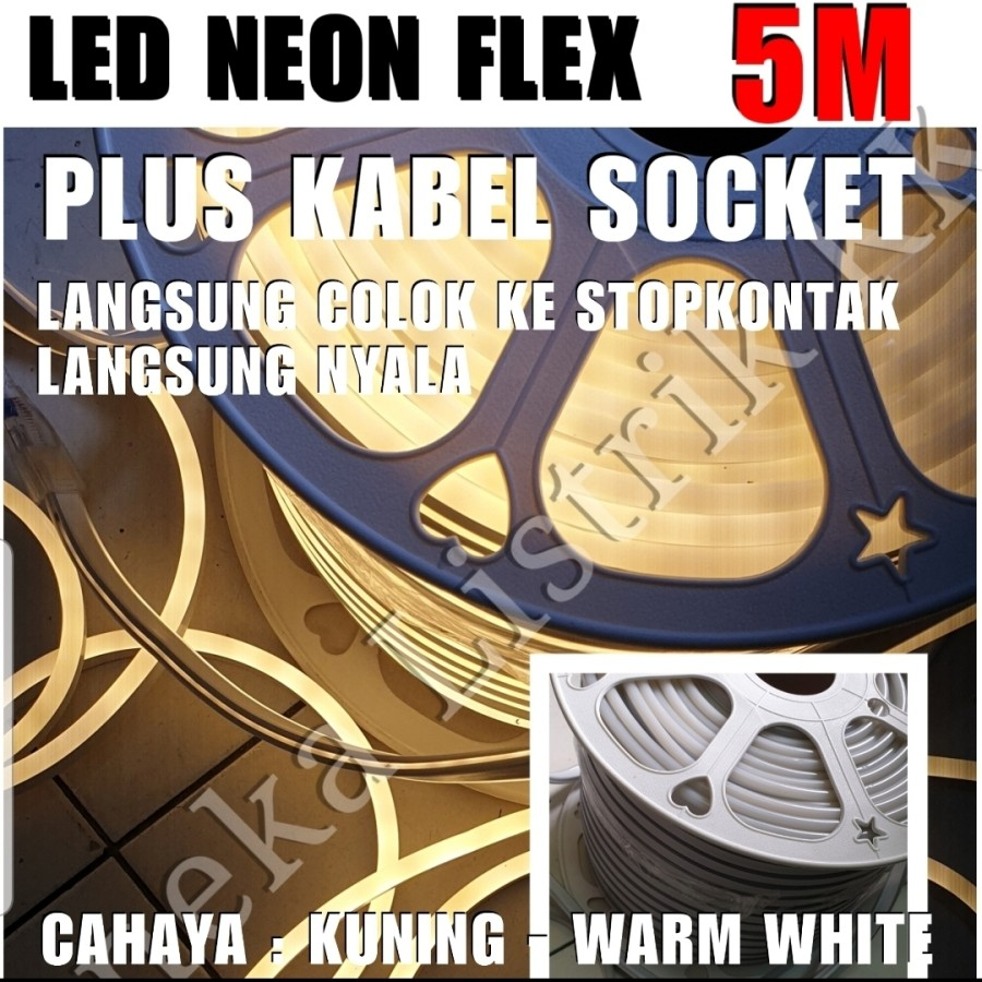 LED NEON FLEX 5M 220V KUNING FLEXIBEL 5 M METER FLEXIBLE SELANG SIGN