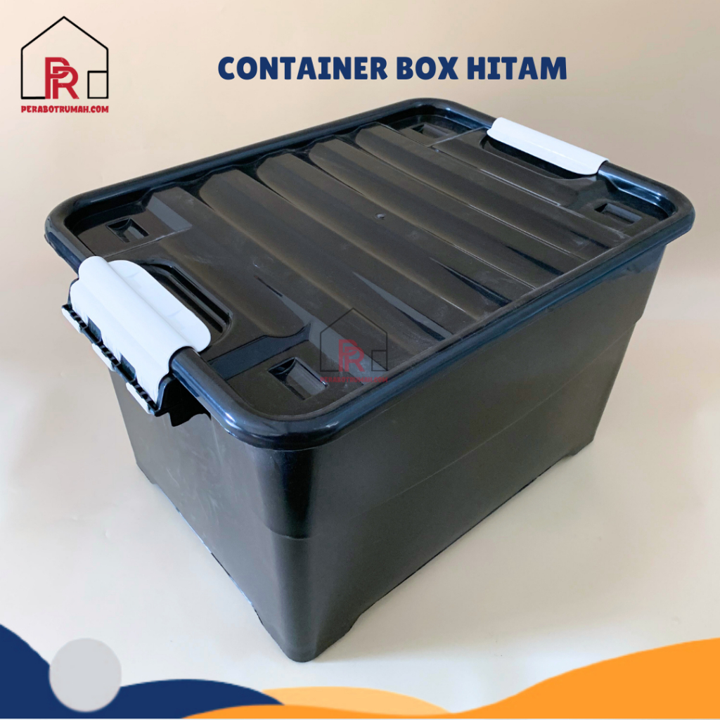 Container Box Hitam 50L / Box Roda / Container Box / Kotak penyimpanan besar