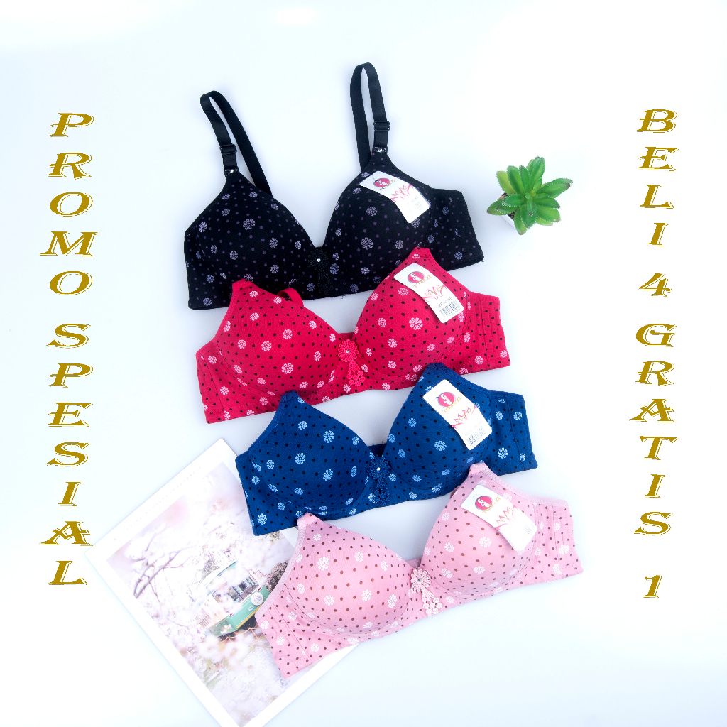 3PCS Pakaian Dalam Wanita Bra Tanpa Kawat Kait 3 Kualitas Premium TOYAZI