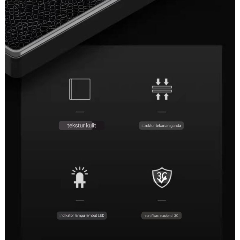 saklar lampu hitam motif kulit indicator led 86  1 way