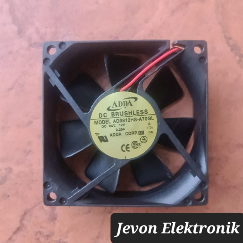 Adda Fan DC 8x8 cm 12V 0.25A Motor Kipas 8cm 12 V Volt 0.25 A Ampere